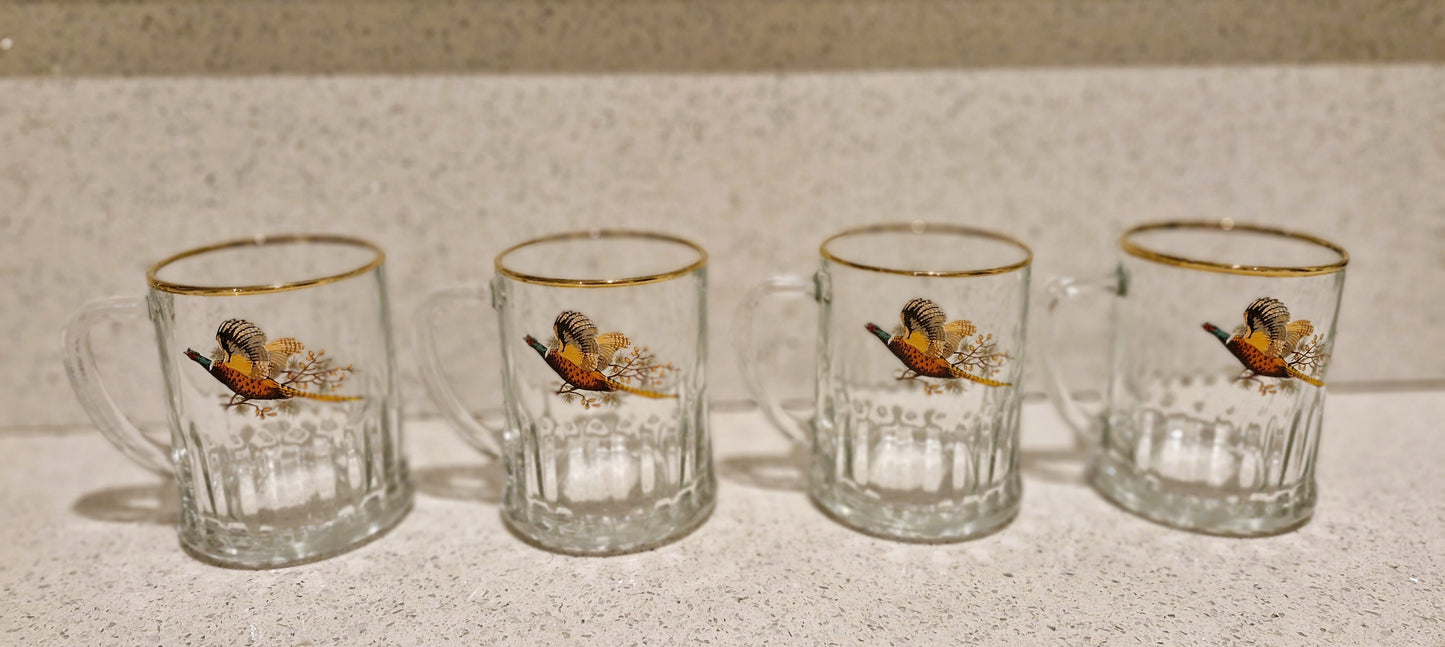 Bierglas mit Fasanen-Design, Fasanen-Pintglas, Fasanen-Krug, Jagd, Britisch, vergoldeter Rand, Geschenk