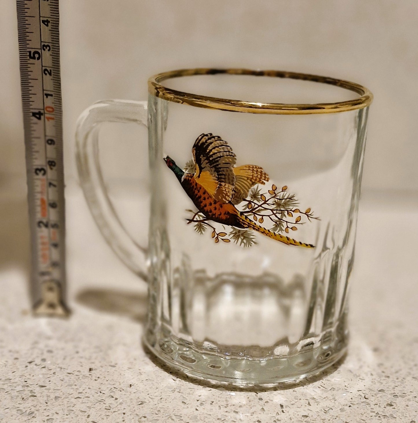 Bierglas mit Fasanen-Design, Fasanen-Pintglas, Fasanen-Krug, Jagd, Britisch, vergoldeter Rand, Geschenk