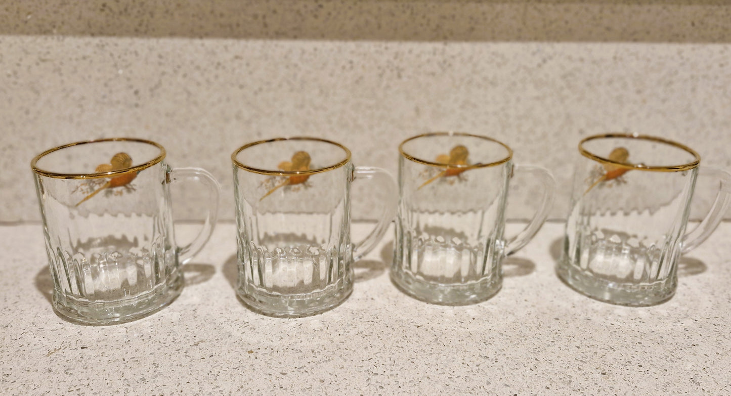 Bierglas mit Fasanen-Design, Fasanen-Pintglas, Fasanen-Krug, Jagd, Britisch, vergoldeter Rand, Geschenk