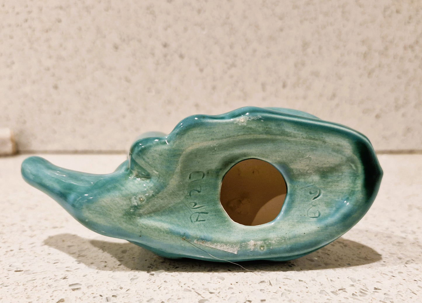 Anglian Pottery, 60s, Turquoise Giraffe, Excellent Condition. H. 19cm. Width 13cm. Depth 6cm, Incised on Base