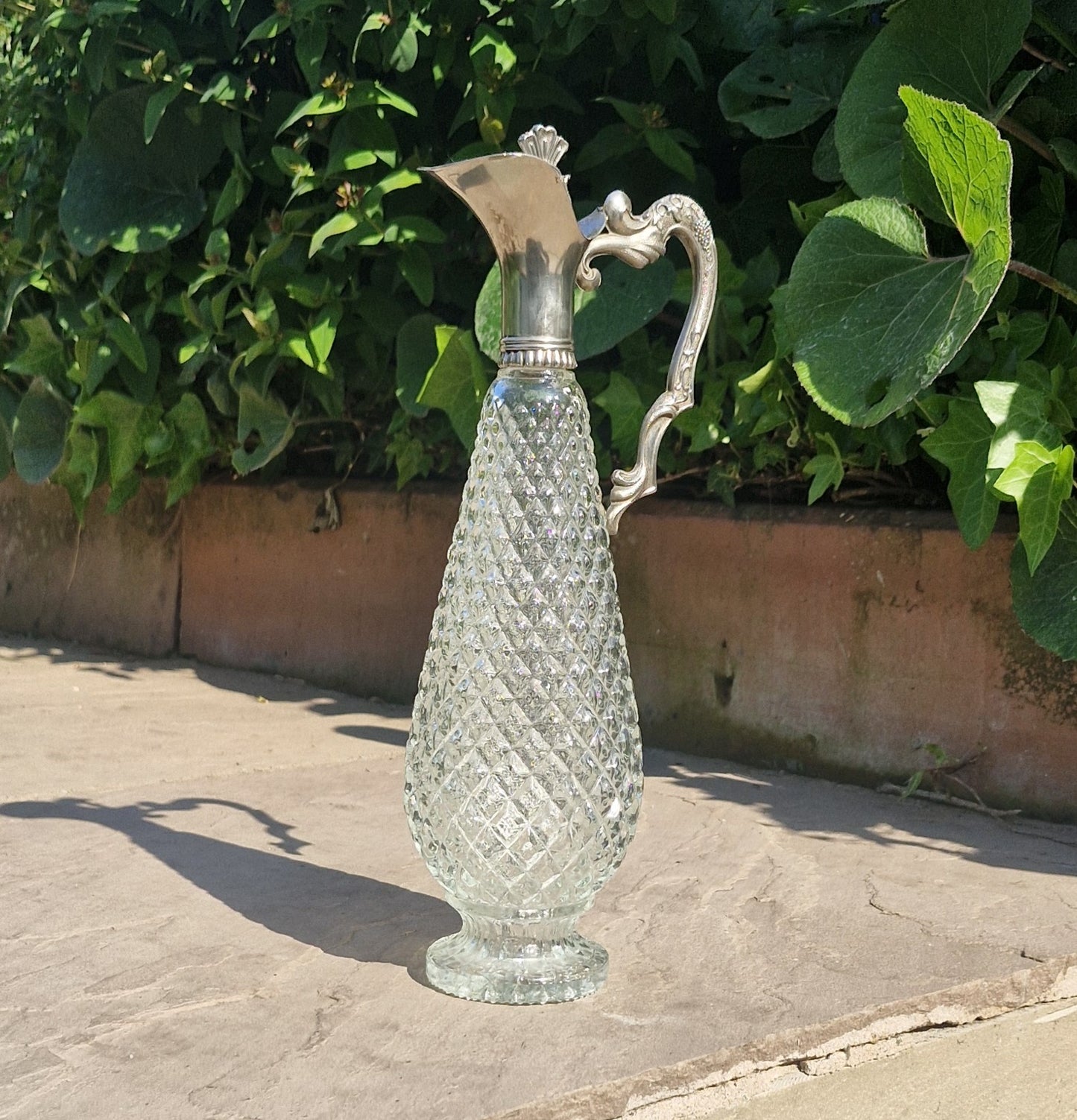 Vintage Italian Wine Decanters: Art Deco Silver Pewter