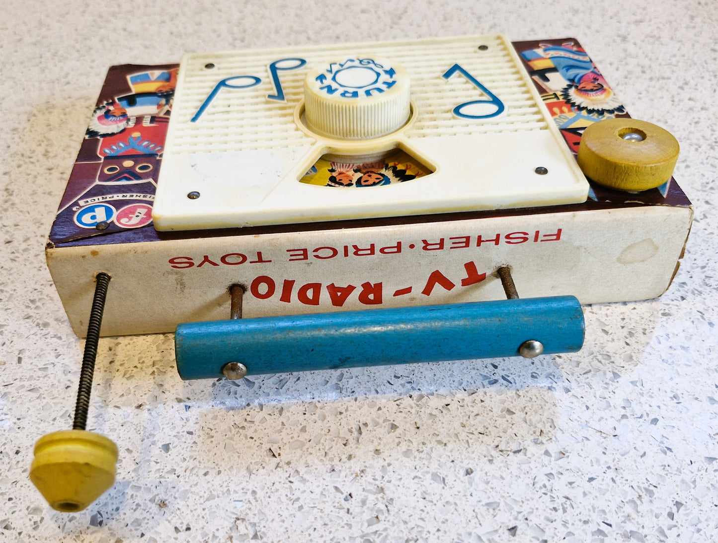 Vintage 1962 Fisher Price Wind-Up TV Radio Music Box: Ten Little Indians