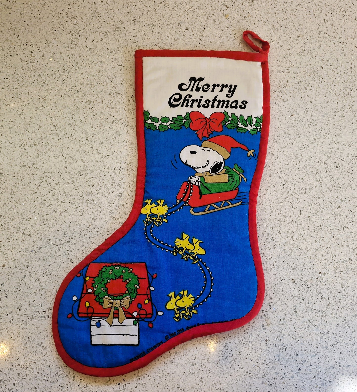 Vintage SNOOPY Christmas Stocking, Vintage SNoopy, Peanuts, 1980s