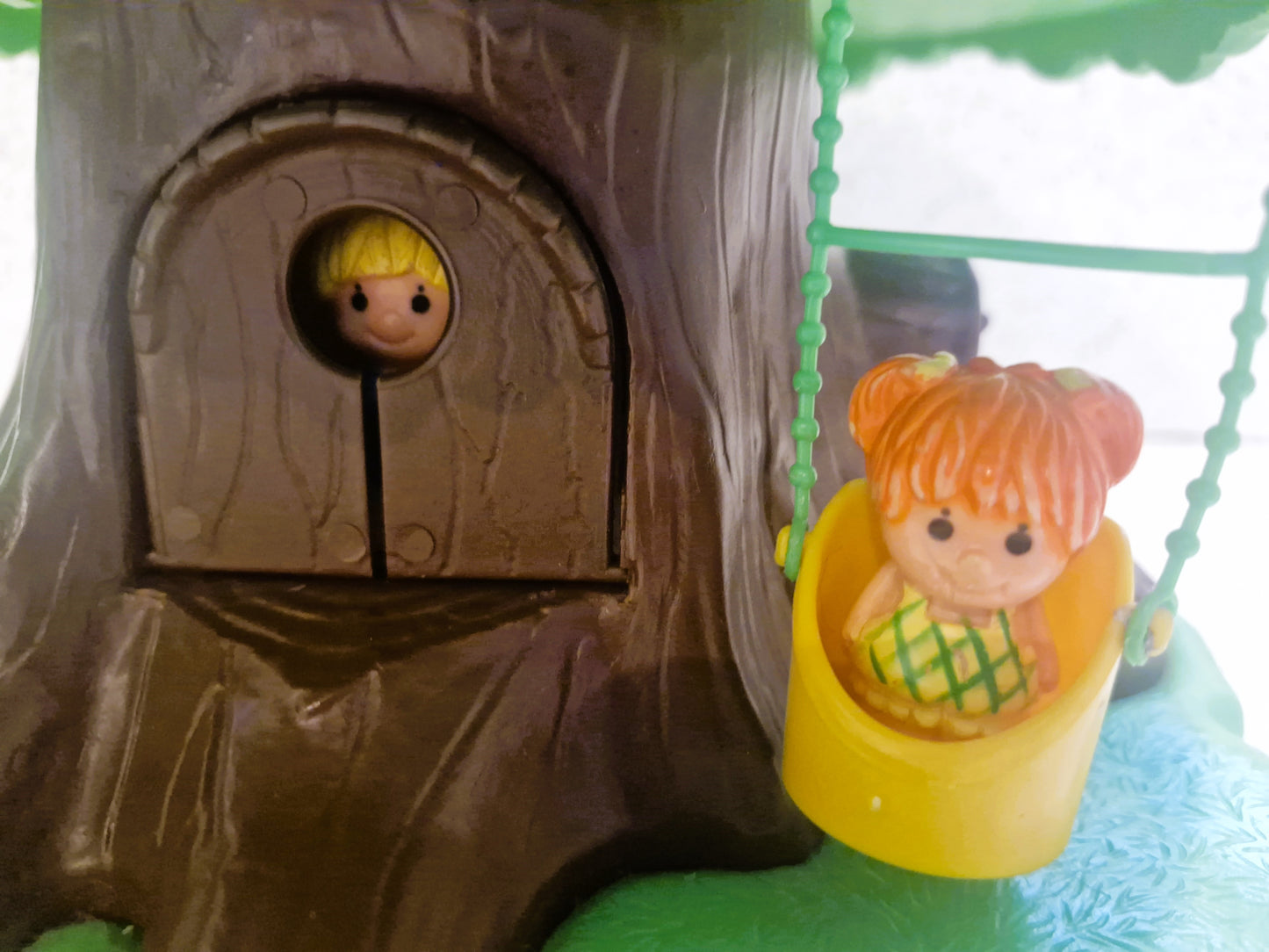 BARBARA - Royal Stuart Bone China Teacup Trio: Yellow Harlequin, Gold Gilt, 1950s + COMPLETE Palitoy Discovery Time Pop Up Tree House, Tree Tots Tree House with ALL Characters (Copy)