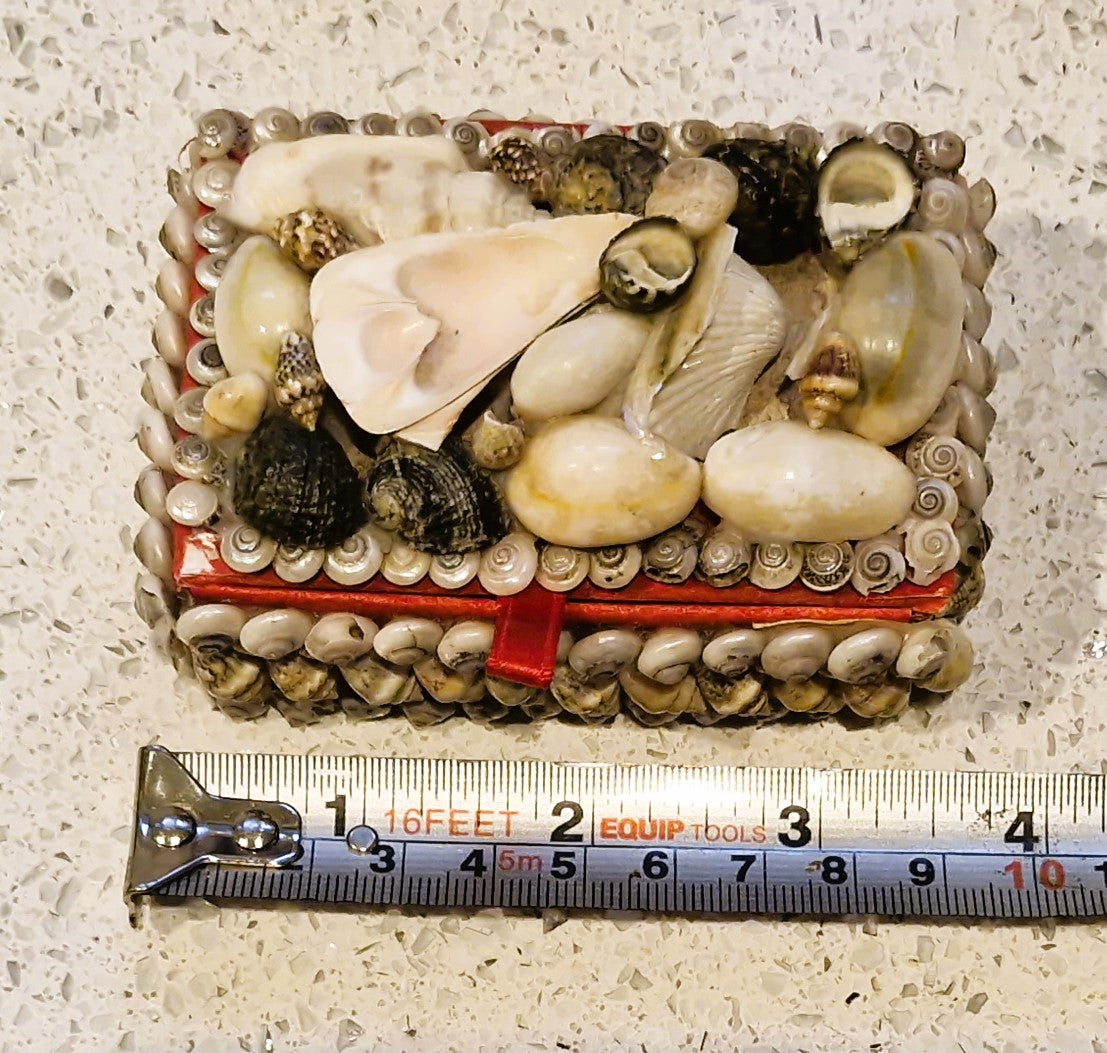 Shell Covered Jewellery Box, Vintage Sea Shell Box, Shell Trinket Box, Sea Shells, small
