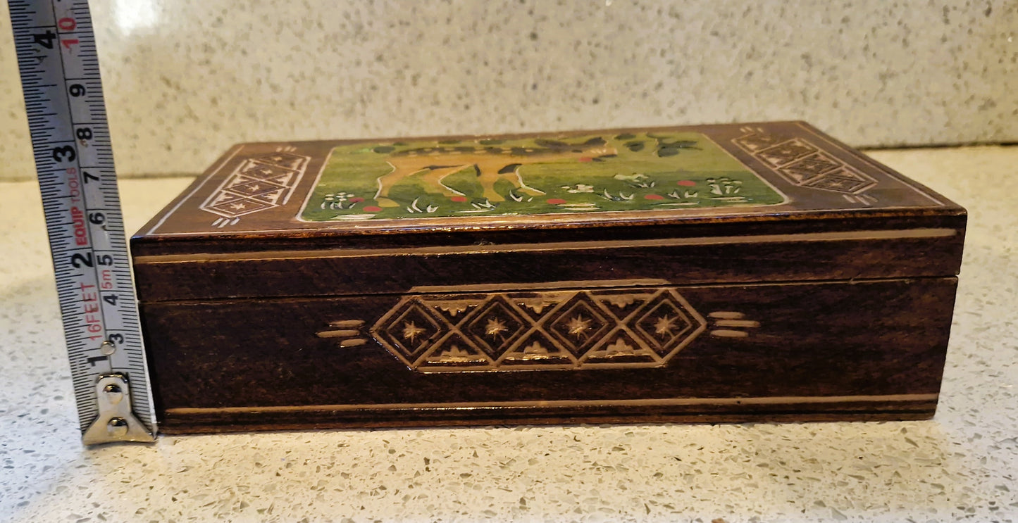 Vintage Wooden Box with Deer on: 196s Bambi, Deer, Kitsch, Quirky