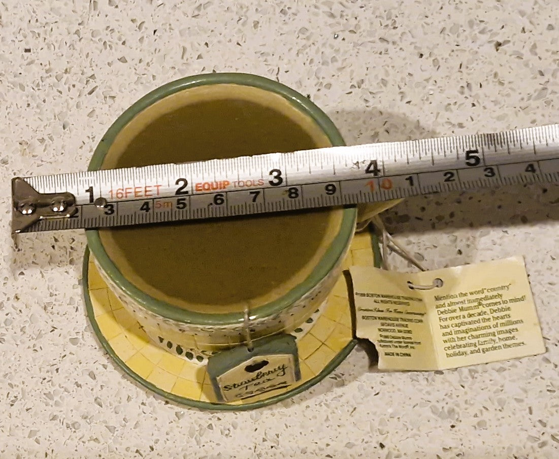 Vintage Debbie Mumm Teacup Timer, Boston Warehouse Kitchen Timer, Clockwork Kitchen Timer, Teacup,