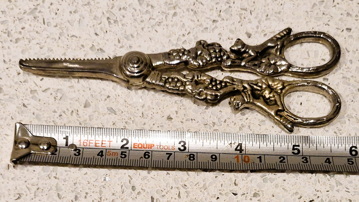 Edwardian Antique Silver Plated Grape Scissors, Fox, Grape Shears , Vintage