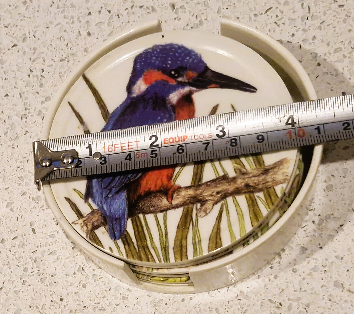 Set of Six Coasters, UK Garden Birds, with holder, Complete set of 6, 10cms 4"
