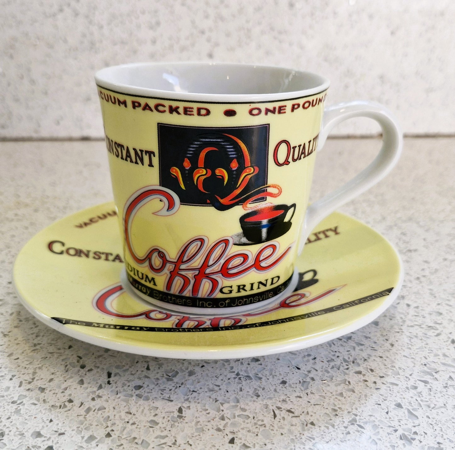 Premium Grind Quality Coffee Mug, Vintage, 1996, Bright, Quirky, Retro, Tommy's Coffee