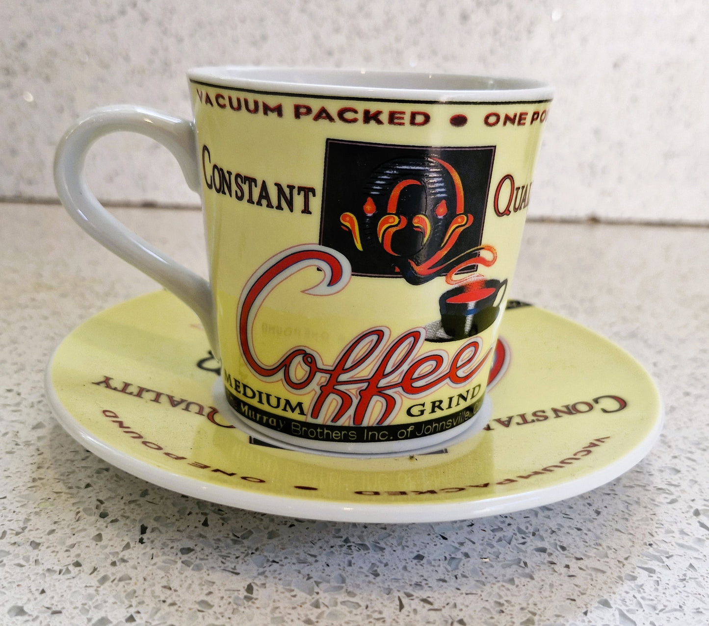 Premium Grind Quality Coffee Mug, Vintage, 1996, Bright, Quirky, Retro, Tommy's Coffee