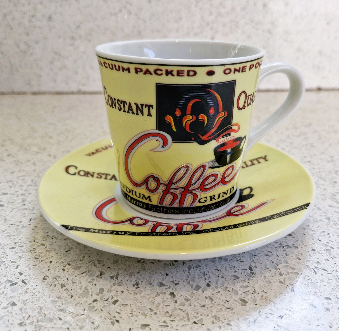 Premium Grind Quality Coffee Mug, Vintage, 1996, Bright, Quirky, Retro, Tommy's Coffee