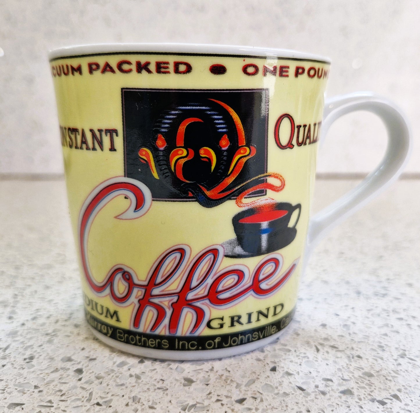 Premium Grind Quality Coffee Mug, Vintage, 1996, Bright, Quirky, Retro, Tommy's Coffee