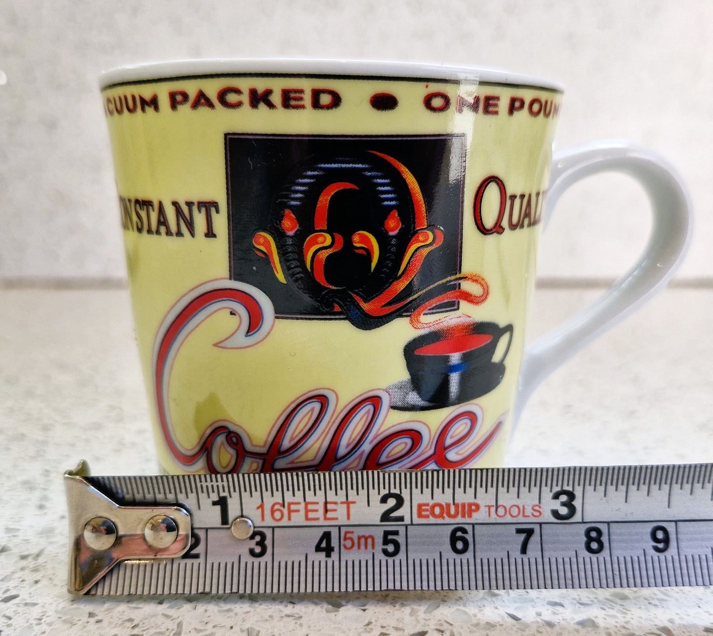 Premium Grind Quality Coffee Mug, Vintage, 1996, Bright, Quirky, Retro, Tommy's Coffee