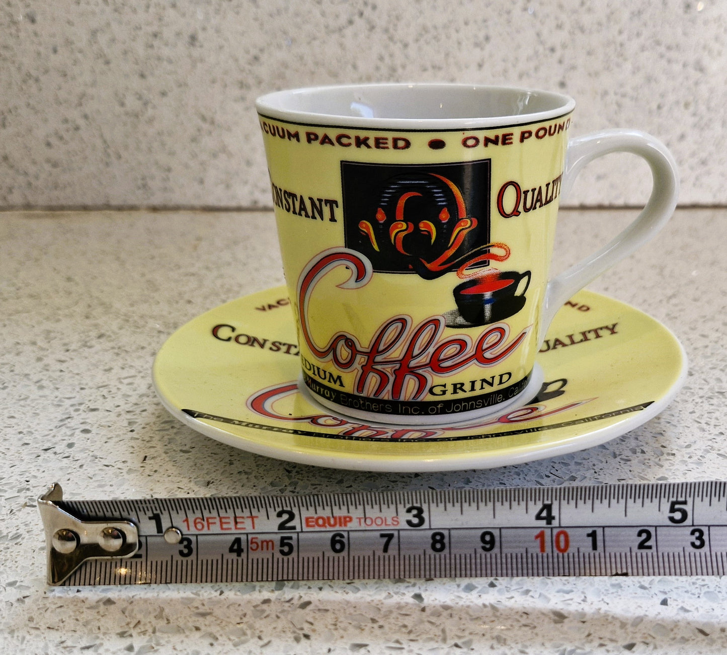 Premium Grind Quality Coffee Mug, Vintage, 1996, Bright, Quirky, Retro, Tommy's Coffee