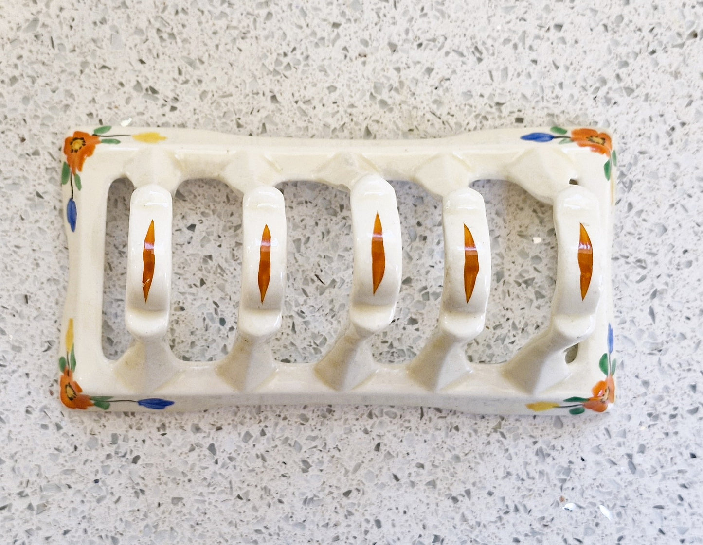 Art Deco Hand Painted Toast Rack, Art Deco Toast Rack, Hand painted, 1930s, Toast rack, Rare, Bone Chine Toast Rack, Made in England,