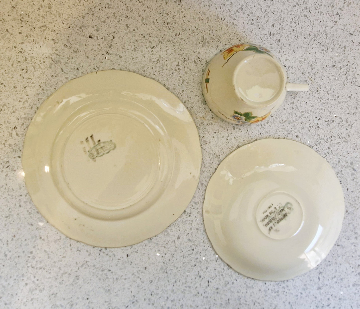 Art Deco Hand Painted Tea Cup trio, Art Deco Hand Painted Tea Cup, Alfred Clough Tea Cup, Clough, St Louis Works, Tea Cup, Made in England
