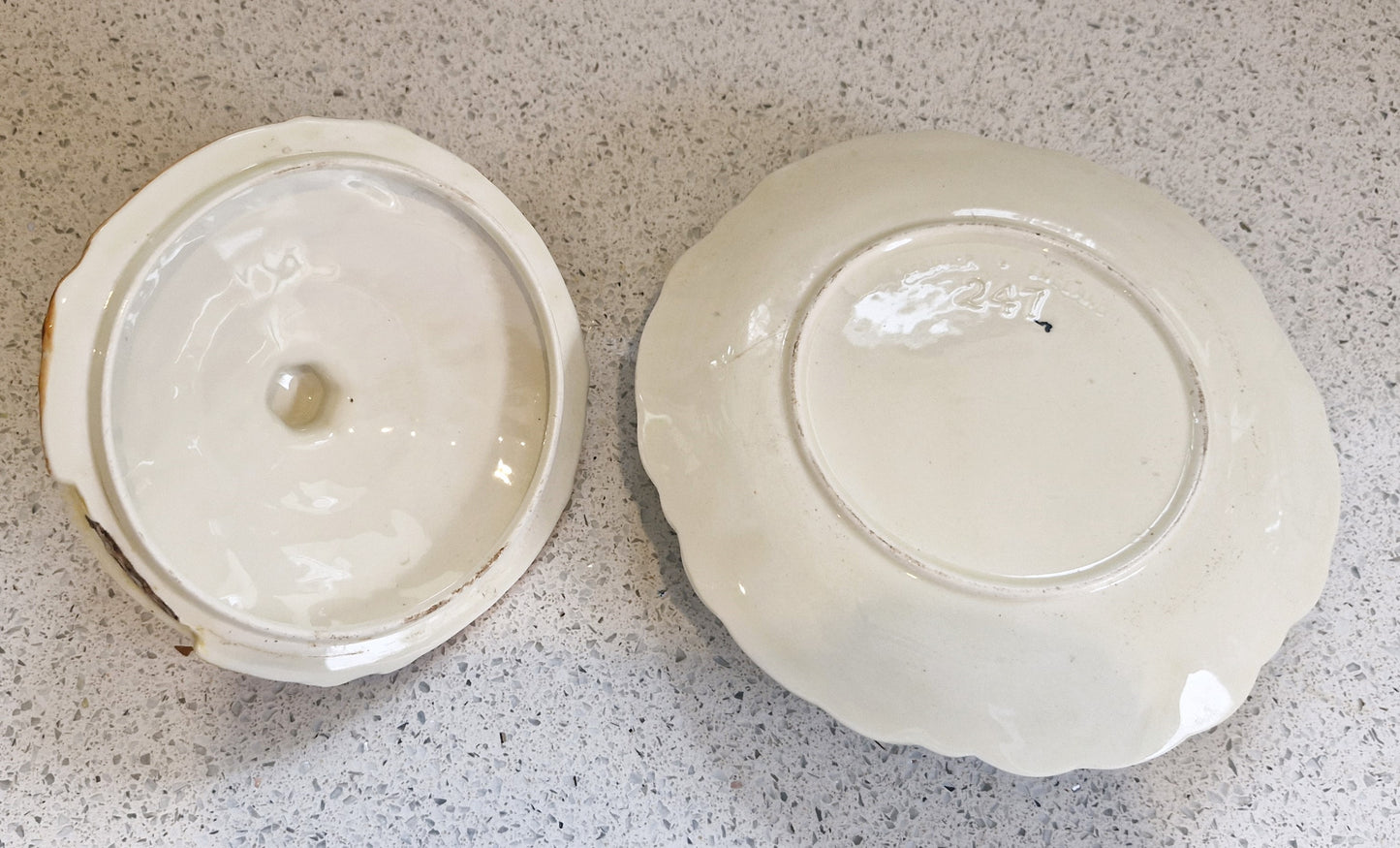 Round Cottage Shaped Cheese Dish, Cottage Ware Butter Dish, Vintage Cheese Dish, Hand painted