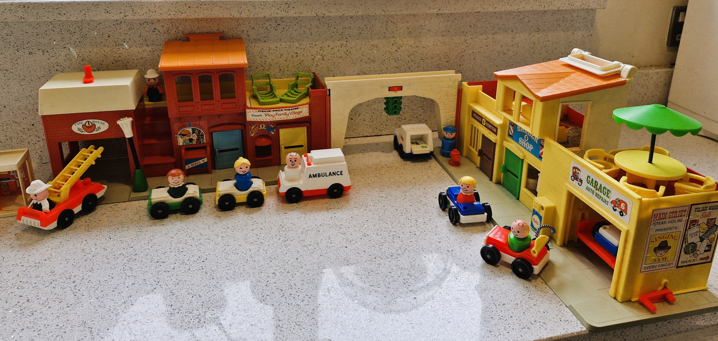 Fisher Price Main Street, Fisher Price, Vintage, Main Street, RIESIGES Set, Vintage Fisher Price Spielzeug