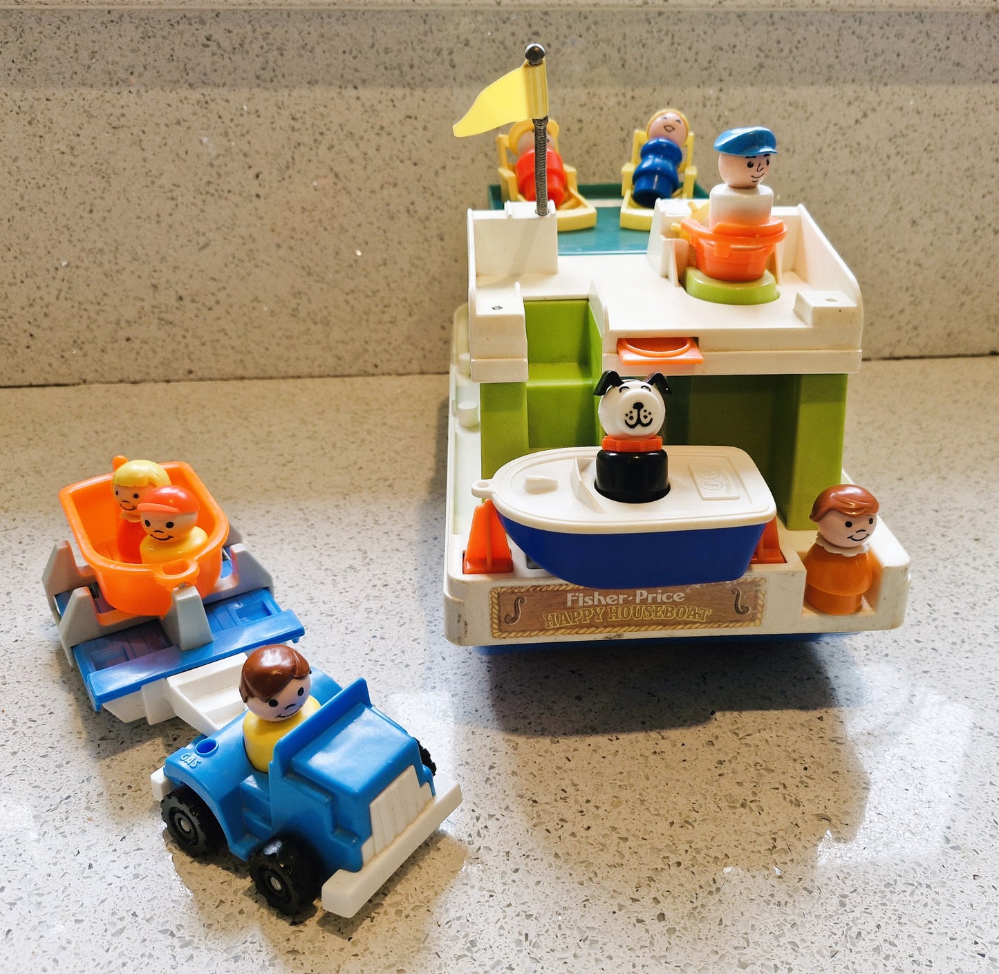 Fisher Price Hausboot, Fisher Price Bootstransport-Set, Fisher Price Boot, Fisher Price Little People, Vintage Fisher Price Spielzeug