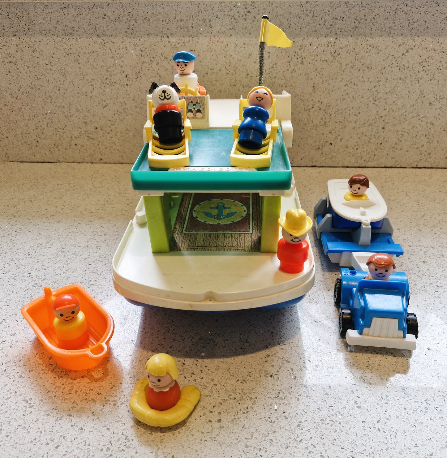 Fisher Price Hausboot, Fisher Price Bootstransport-Set, Fisher Price Boot, Fisher Price Little People, Vintage Fisher Price Spielzeug