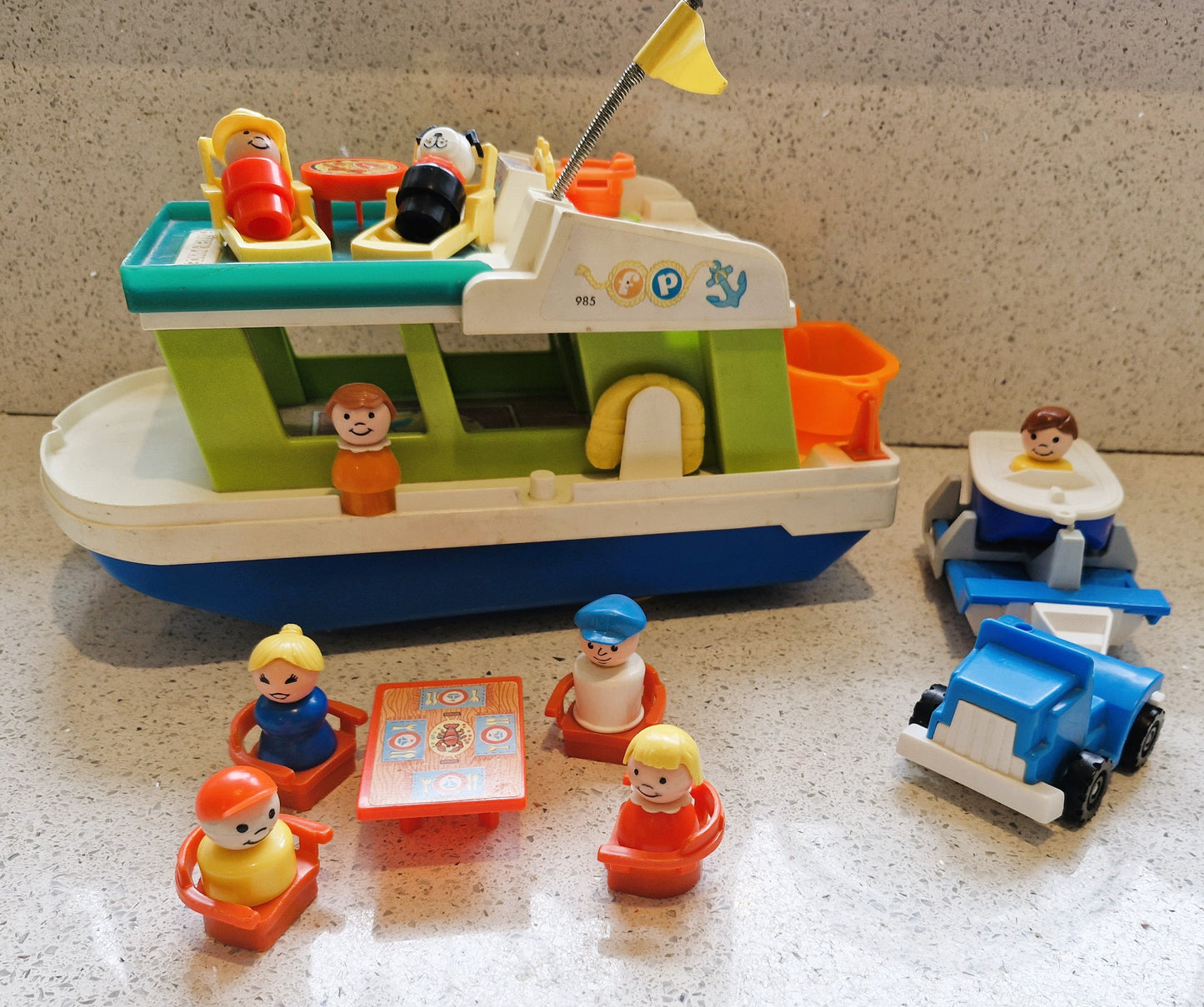 Fisher Price Hausboot, Fisher Price Bootstransport-Set, Fisher Price Boot, Fisher Price Little People, Vintage Fisher Price Spielzeug