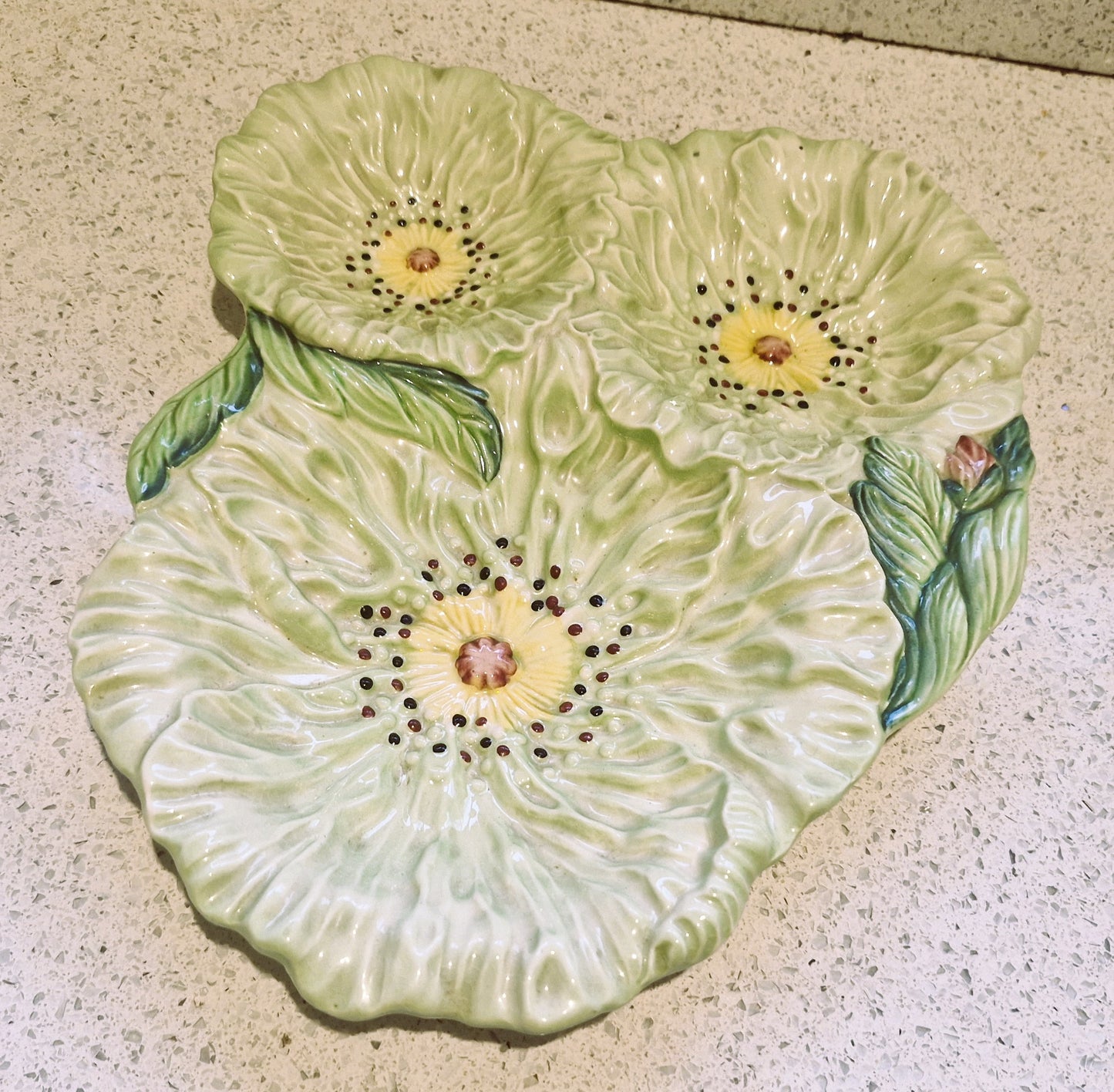 Carltonware 3 Section Platter, Poppy Pattern. Carltonware Poppy Pattern Plate, Carltonware dish, Green, Australian design, Buttercup