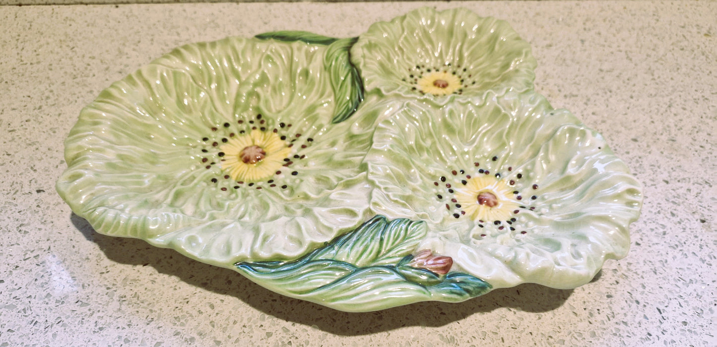 Carltonware 3 Section Platter, Poppy Pattern. Carltonware Poppy Pattern Plate, Carltonware dish, Green, Australian design, Buttercup