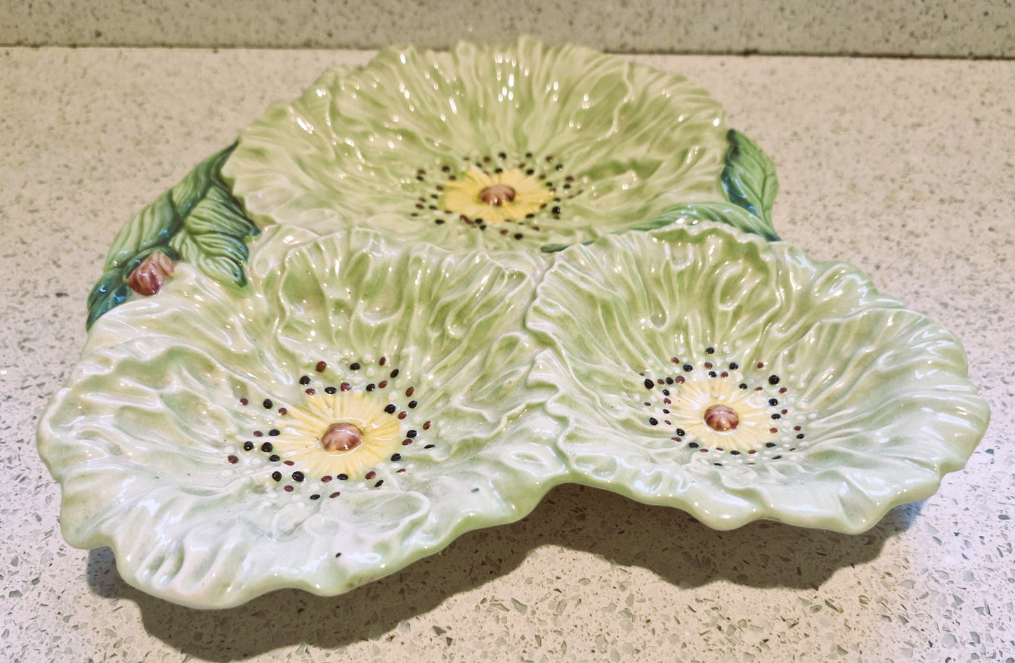 Carltonware 3 Section Platter, Poppy Pattern. Carltonware Poppy Pattern Plate, Carltonware dish, Green, Australian design, Buttercup