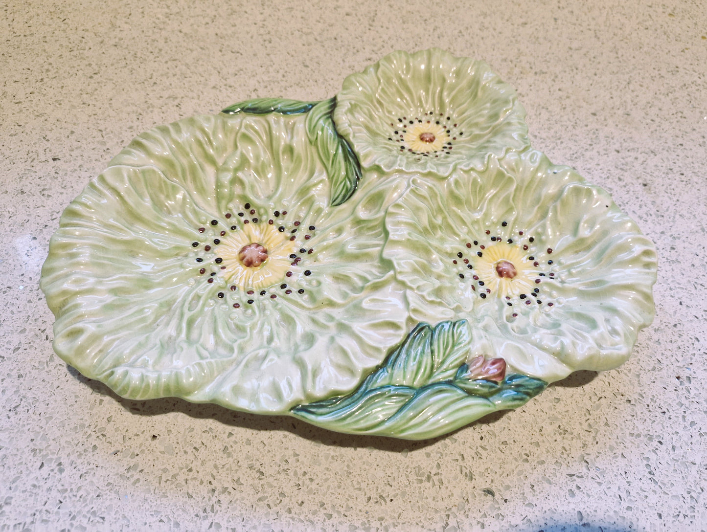 Carltonware 3 Section Platter, Poppy Pattern. Carltonware Poppy Pattern Plate, Carltonware dish, Green, Australian design, Buttercup