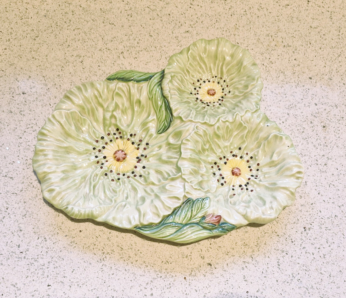 Carltonware 3 Section Platter, Poppy Pattern. Carltonware Poppy Pattern Plate, Carltonware dish, Green, Australian design, Buttercup