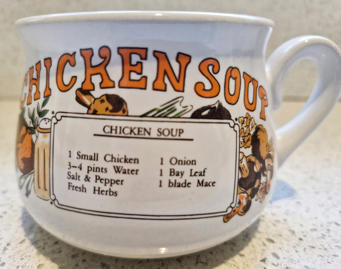 Chicken Soup Mug, Chicken Soup Recipe Mug, Soup Mug Bowl, Home made Chicken Soup, Novelty, Vintage, VGC