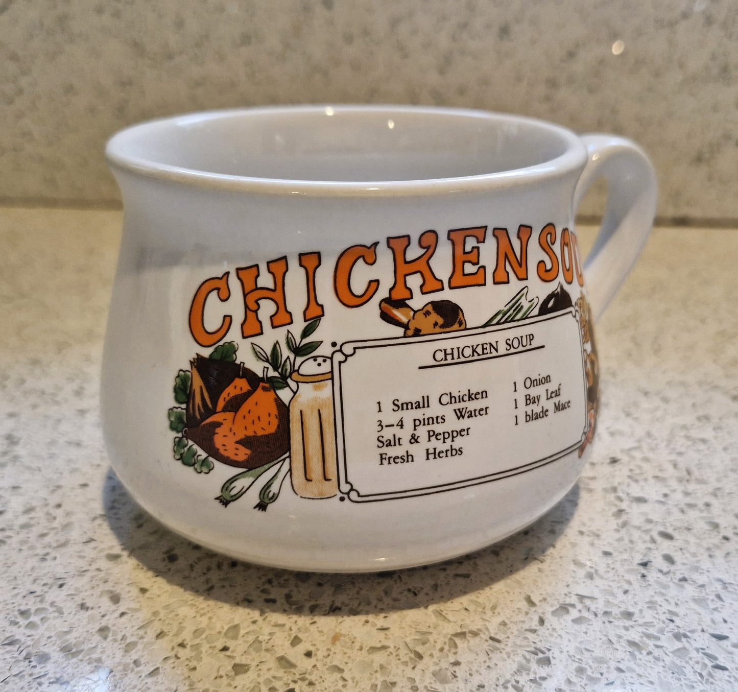 Chicken Soup Mug, Chicken Soup Recipe Mug, Soup Mug Bowl, Home made Chicken Soup, Novelty, Vintage, VGC