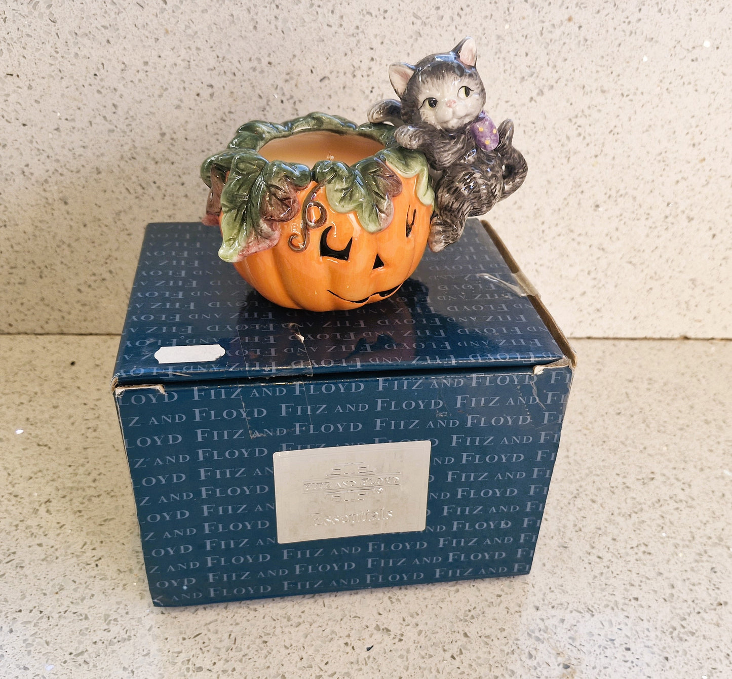 Fitz and Floyd Halloween Candle, Fitz and Floyd Cat, Fitz and Floyd Pumpkin, Vintage Fitz and Floyd, Fitz & Floyd