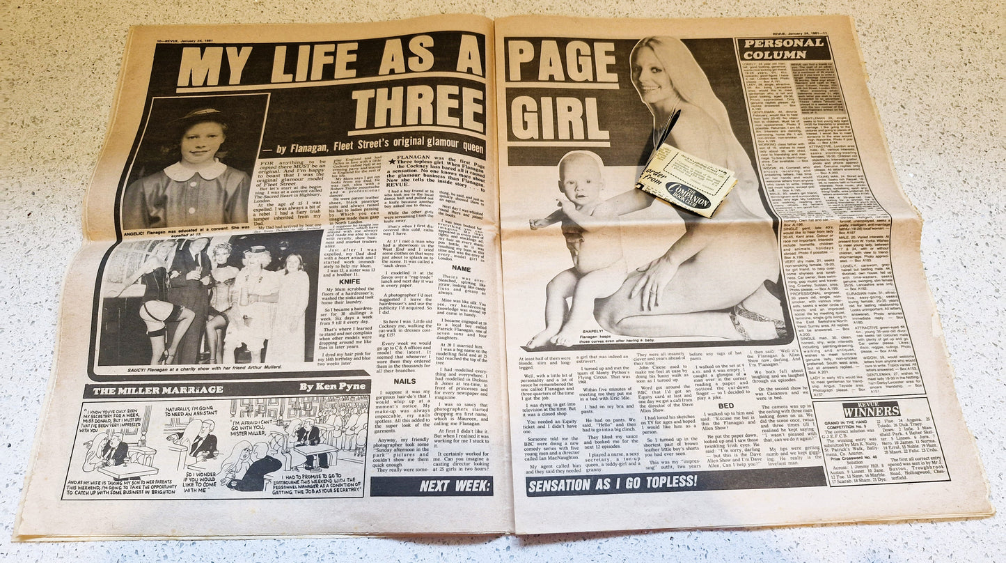 Revue Zeitung, Britische Zeitung, 24. Januar 1981, Revue, Zeitung, 64, Nr. 64, Diana Dors, Page Three Girl, Anna Bergman,