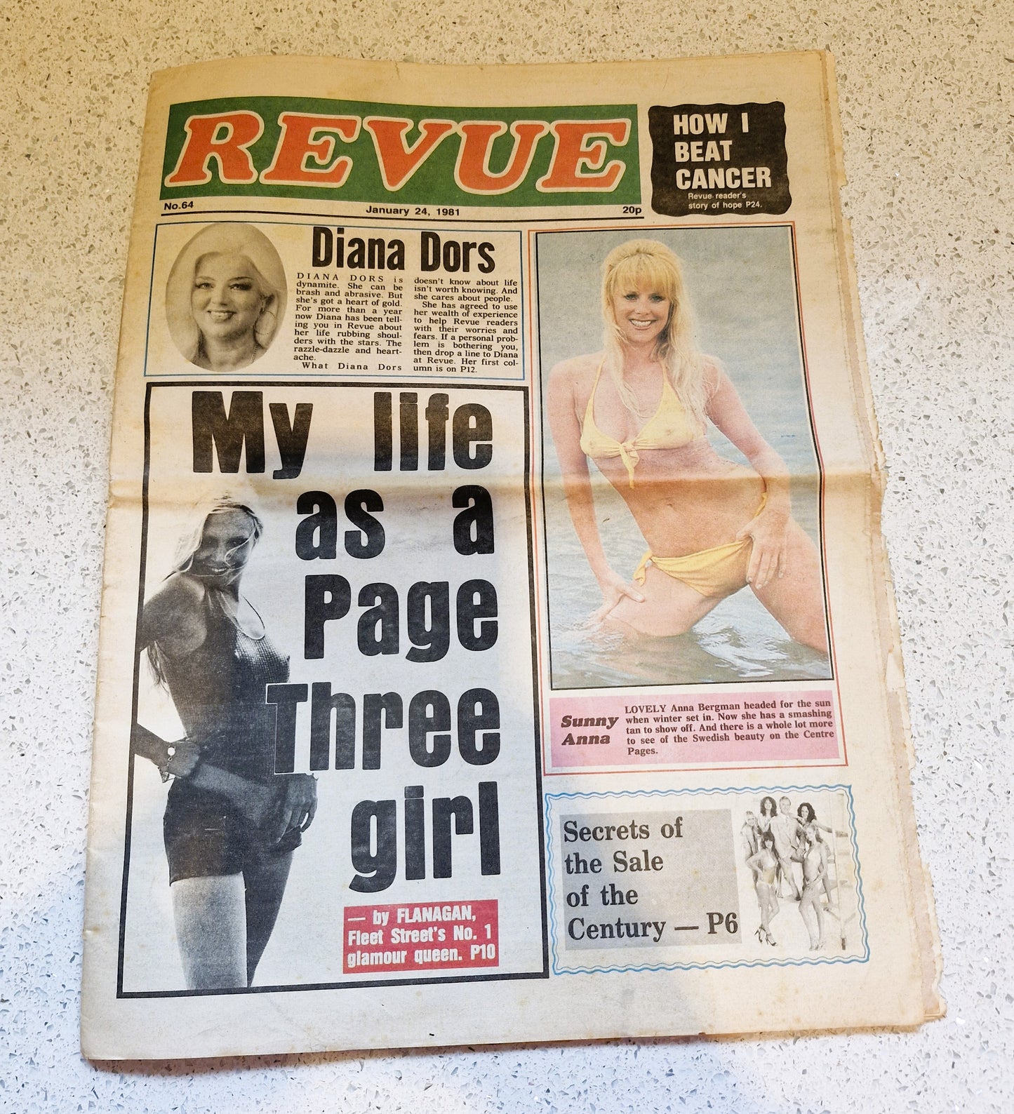 Revue Zeitung, Britische Zeitung, 24. Januar 1981, Revue, Zeitung, 64, Nr. 64, Diana Dors, Page Three Girl, Anna Bergman,