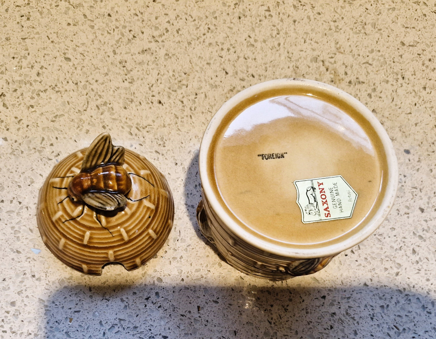 Vintage Mid-Century Honey Pot with Bees (Honey Miel), Mid century Honey bee Pot, With Bees, Bee Hive Honey Pot, Mid century