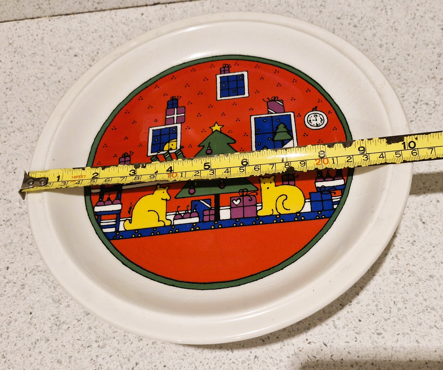 HOUZE Christmas Cake Stand, HOUZE Christmas Plate, Xmas, Holiday, Cake Stand, Alan Wood, Japan, 1985