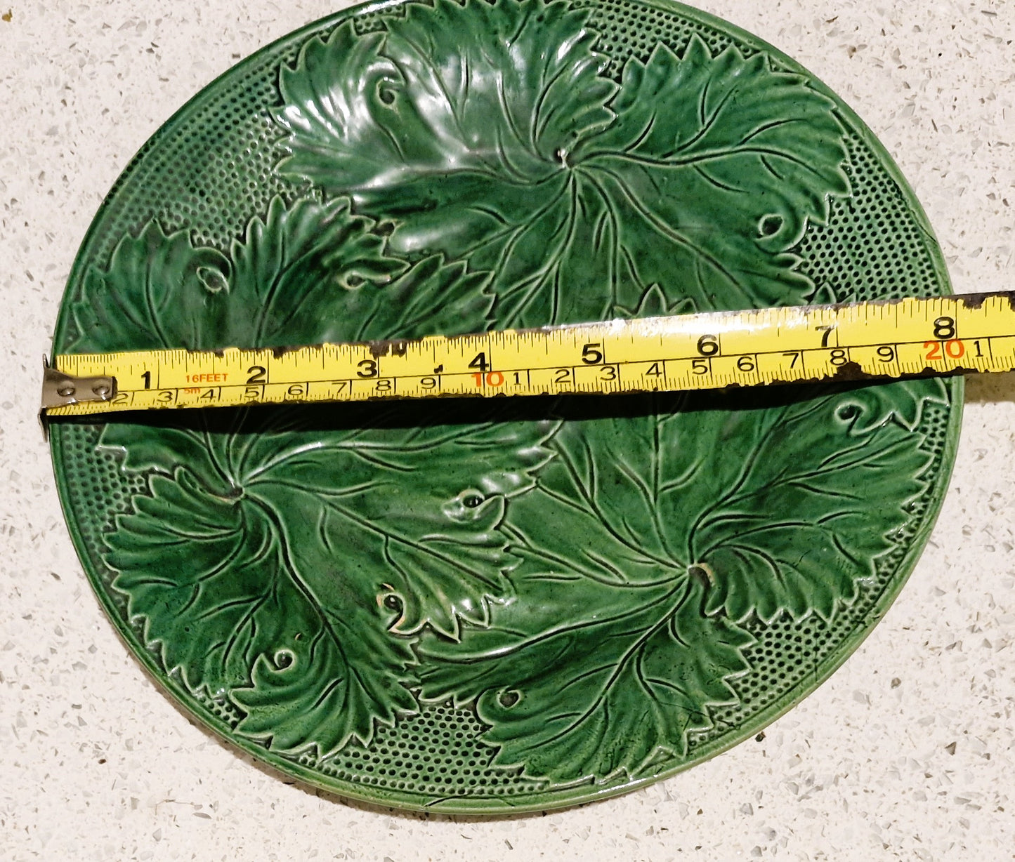Antique Victorian Cabbage Leaf Plate, Green, Victorian Glazed Majolica, Cabbage Leaf Plate, 19th Century, England