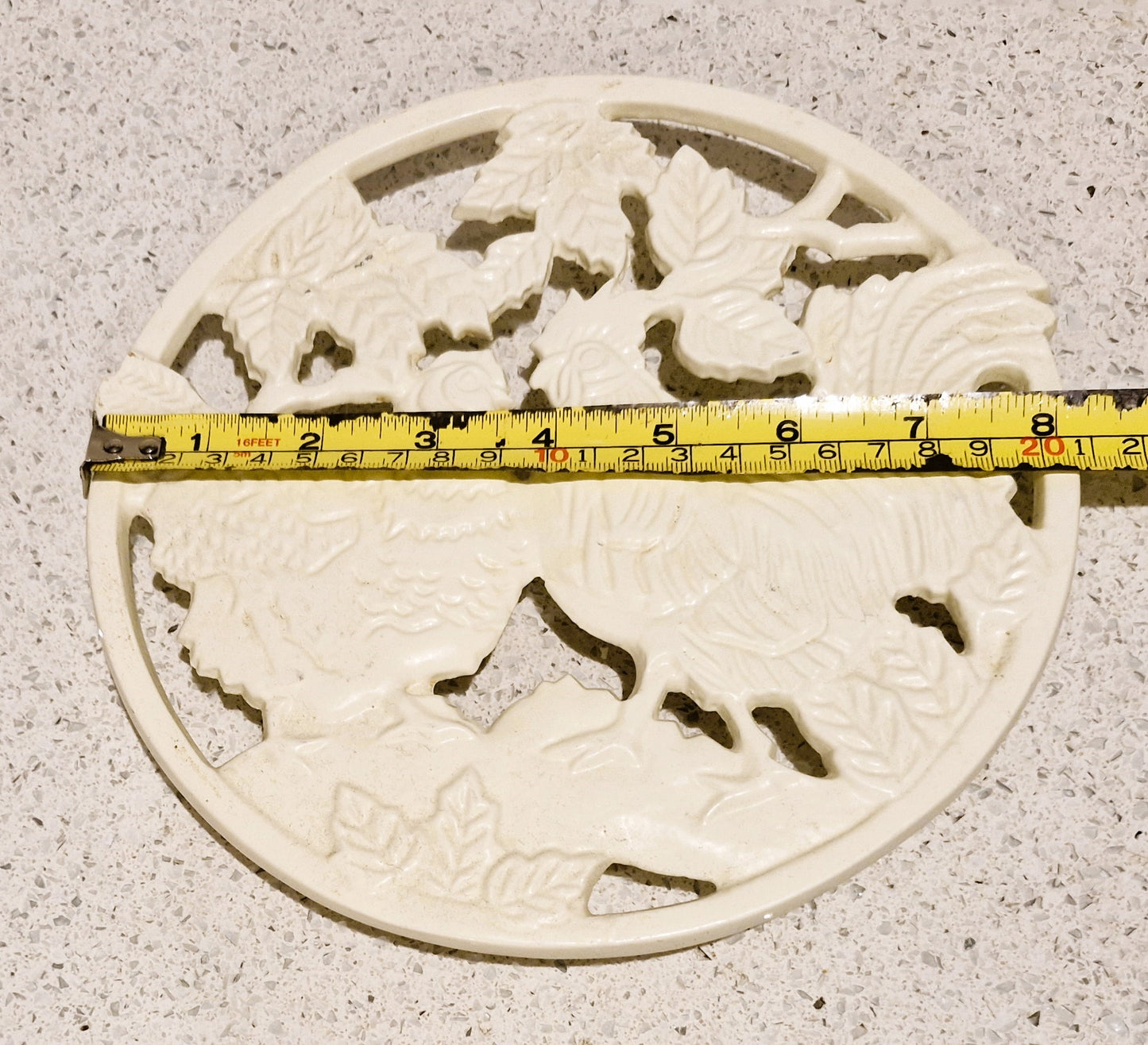 Chicken Trivet, Chicken Pan stand, Farm, Cottage Kitchen, Kitsch, cute, Quirky, Chicken Kitchenalia, - Cream, White, Metal Trivet