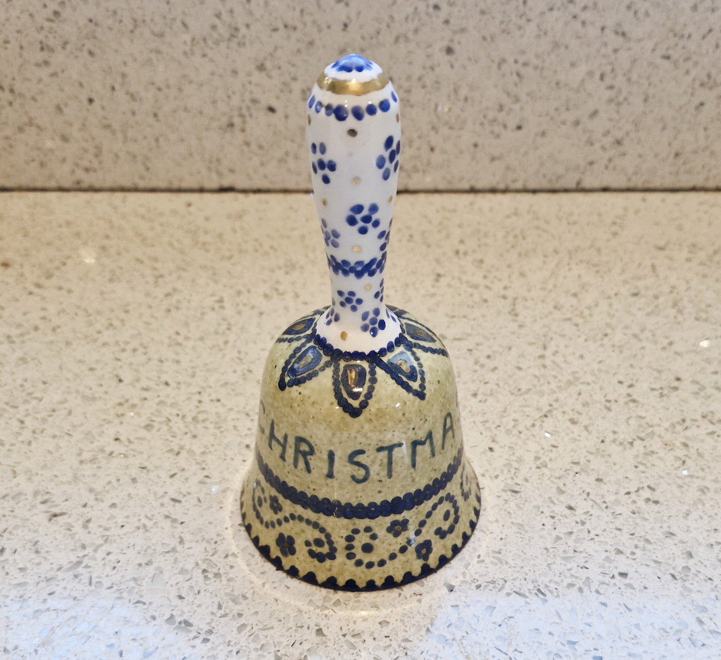 Vintage Christmas Dinner Bell, Christmas Bell, Ceramic, hand Held, 1982, 80s, Vintage, Christmas Lunch Bell, Vintage Christmas