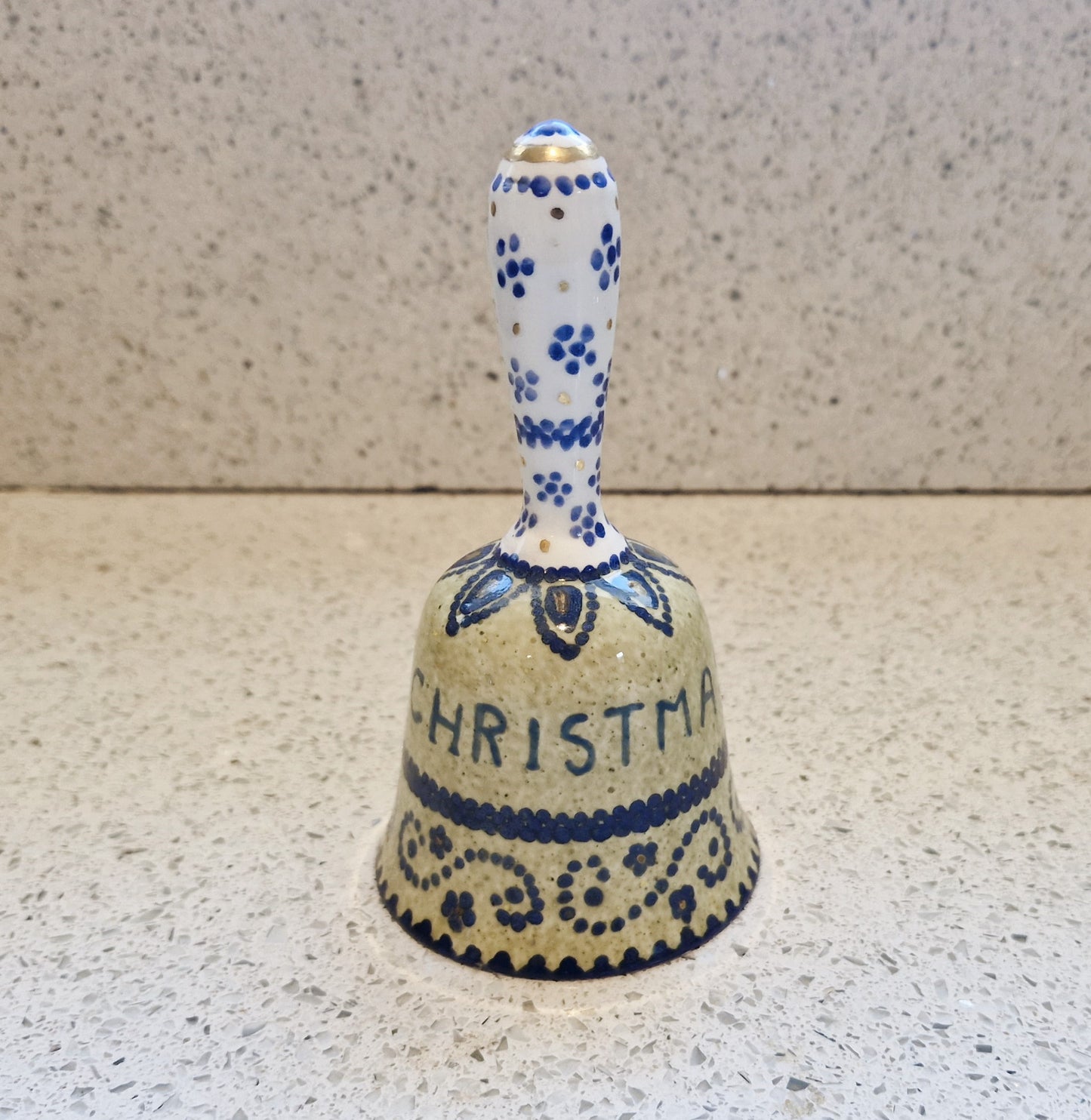 Vintage Christmas Dinner Bell, Christmas Bell, Ceramic, hand Held, 1982, 80s, Vintage, Christmas Lunch Bell, Vintage Christmas