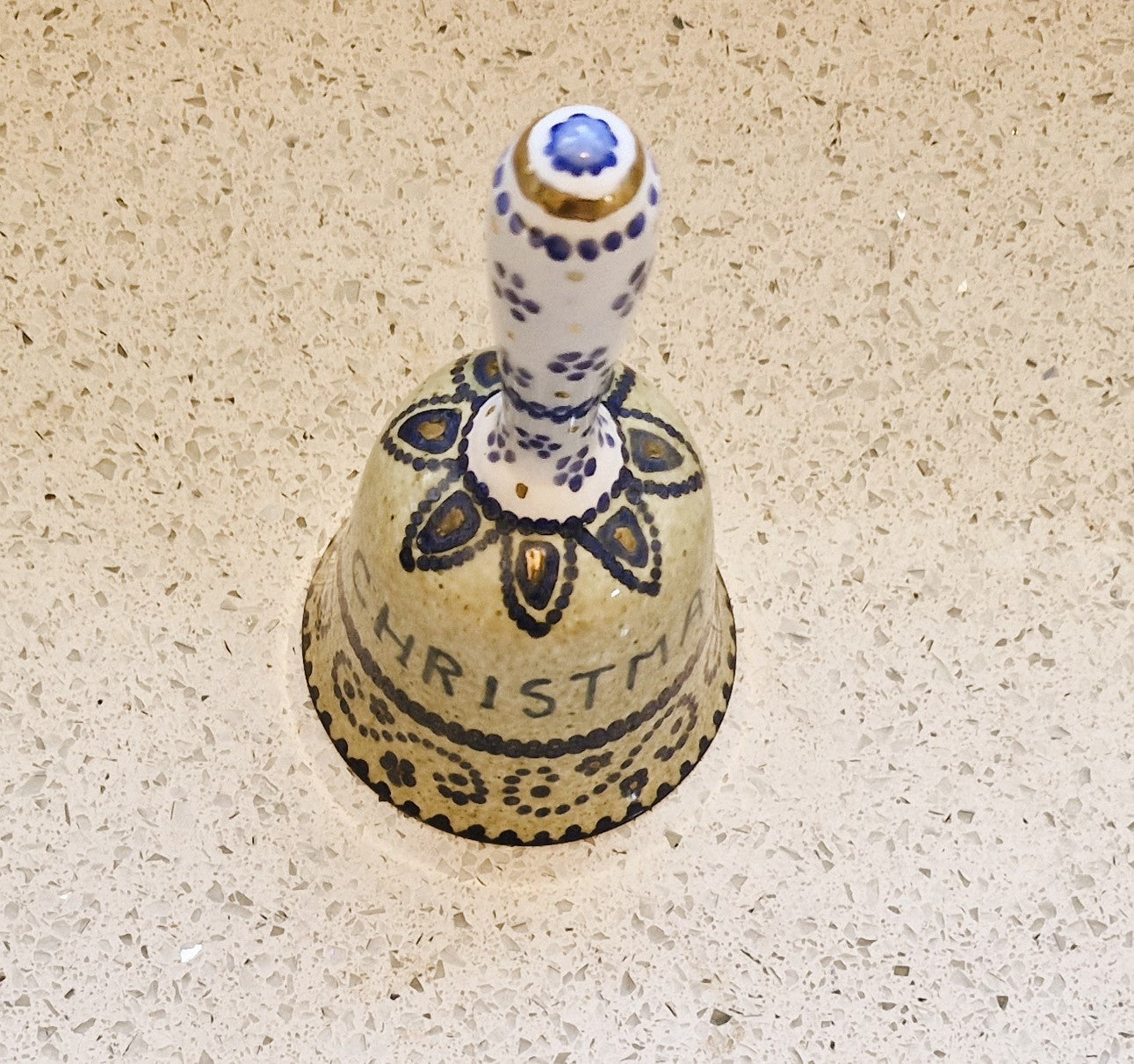 Vintage Christmas Dinner Bell, Christmas Bell, Ceramic, hand Held, 1982, 80s, Vintage, Christmas Lunch Bell, Vintage Christmas