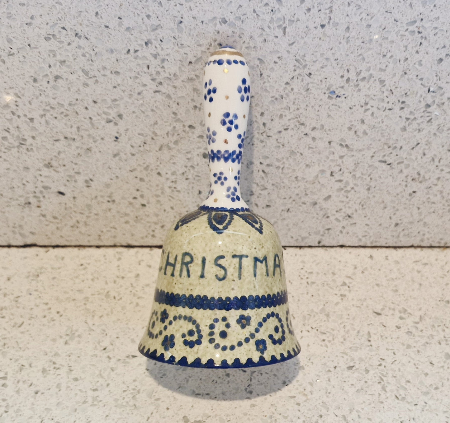 Vintage Christmas Dinner Bell, Christmas Bell, Ceramic, hand Held, 1982, 80s, Vintage, Christmas Lunch Bell, Vintage Christmas