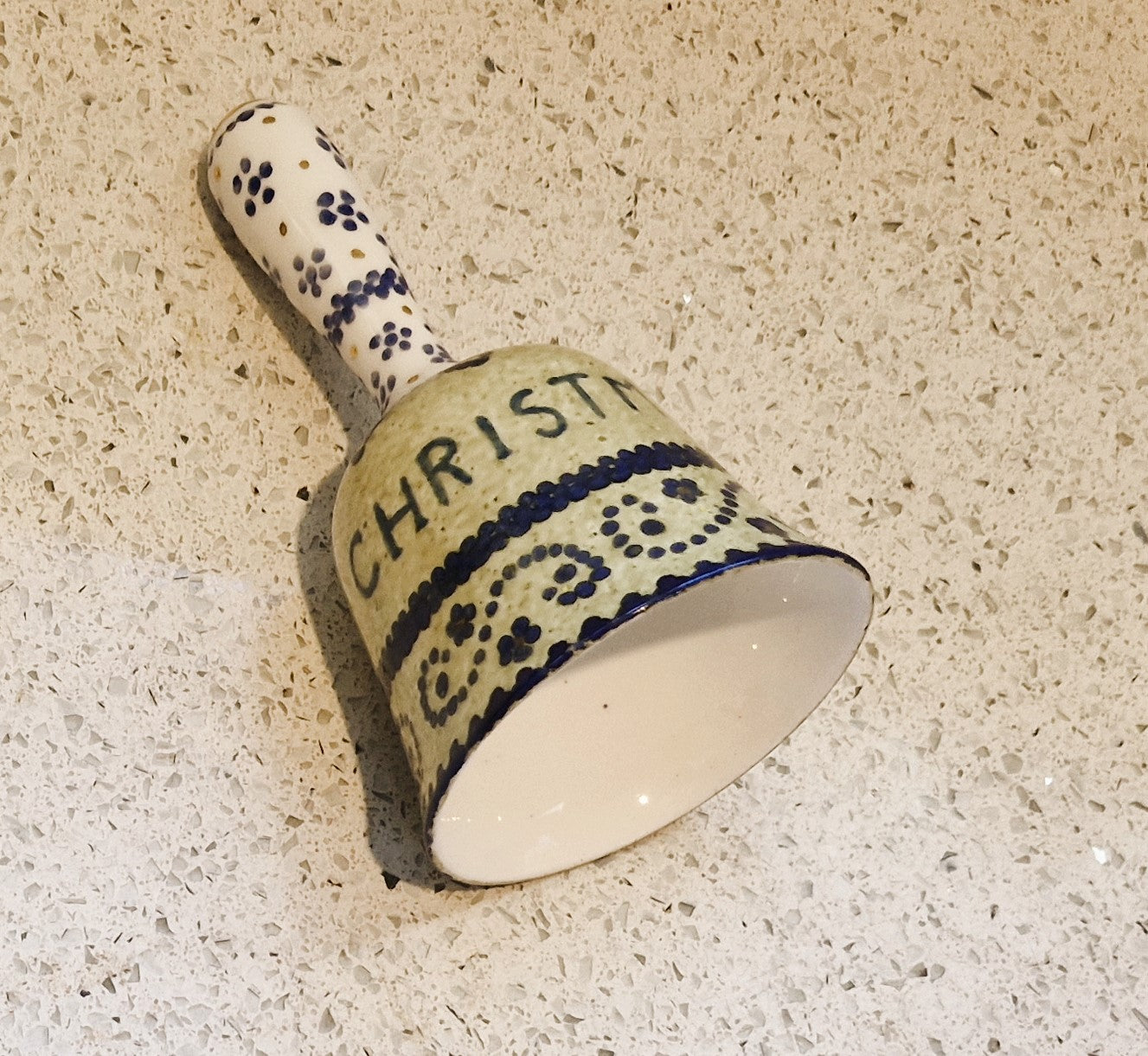 Vintage Christmas Dinner Bell, Christmas Bell, Ceramic, hand Held, 1982, 80s, Vintage, Christmas Lunch Bell, Vintage Christmas