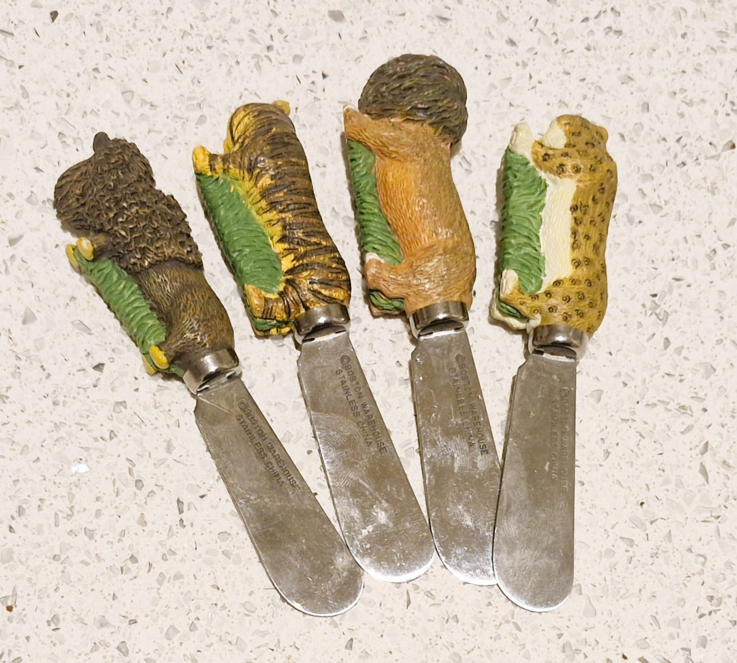 Vintage, Animal Handle butter spreaders, Boston Warehouse Butter Spreaders, Butter knives, Novelty, Quirky, Kitsch, Cheeseboard, Picnic