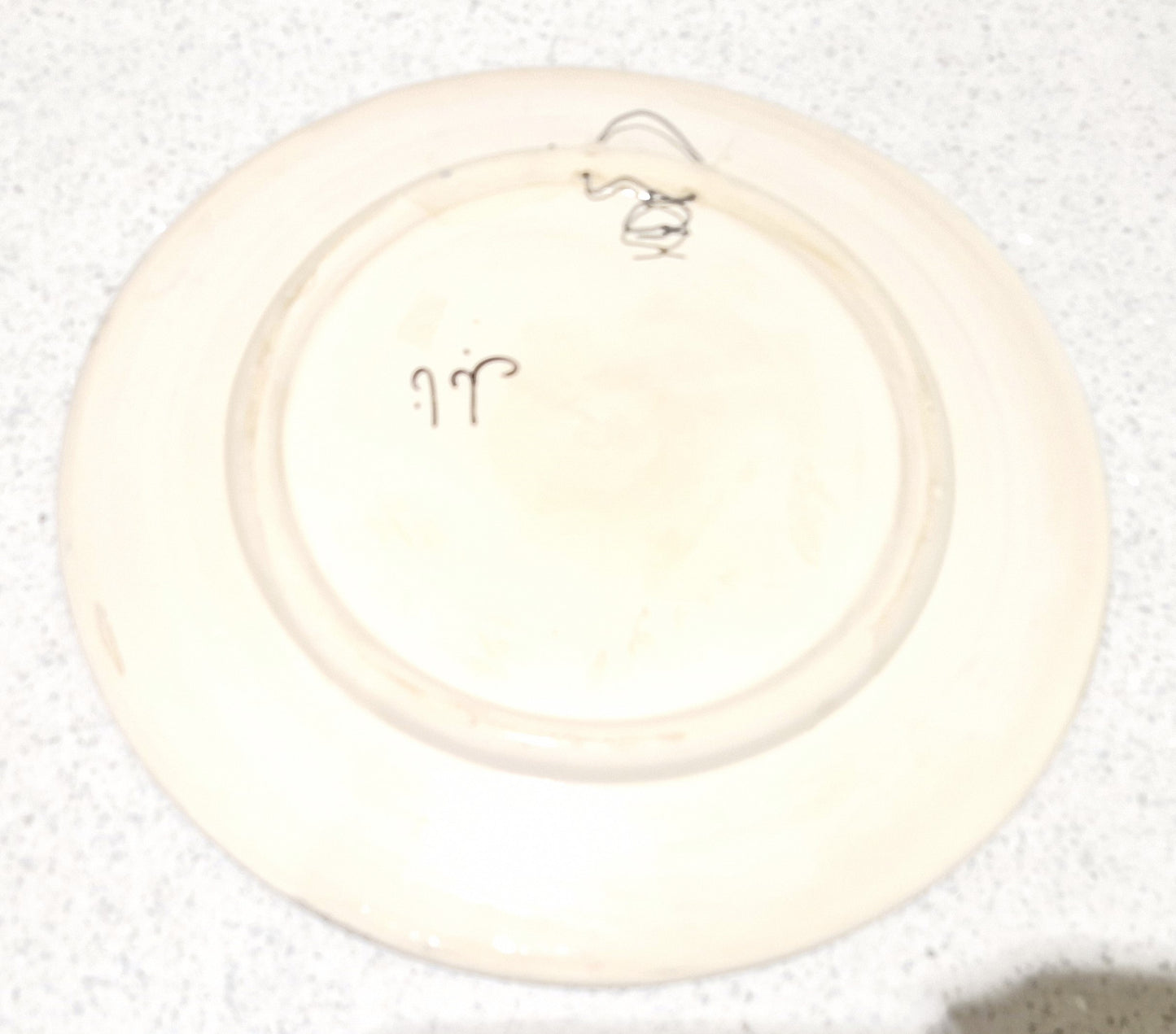 Vintage Italian, Hand Painted Plate, Handmade Pottery, Plate, Bird, Bird Design, Large, Platter, Plate, Chequered, Mediterranean