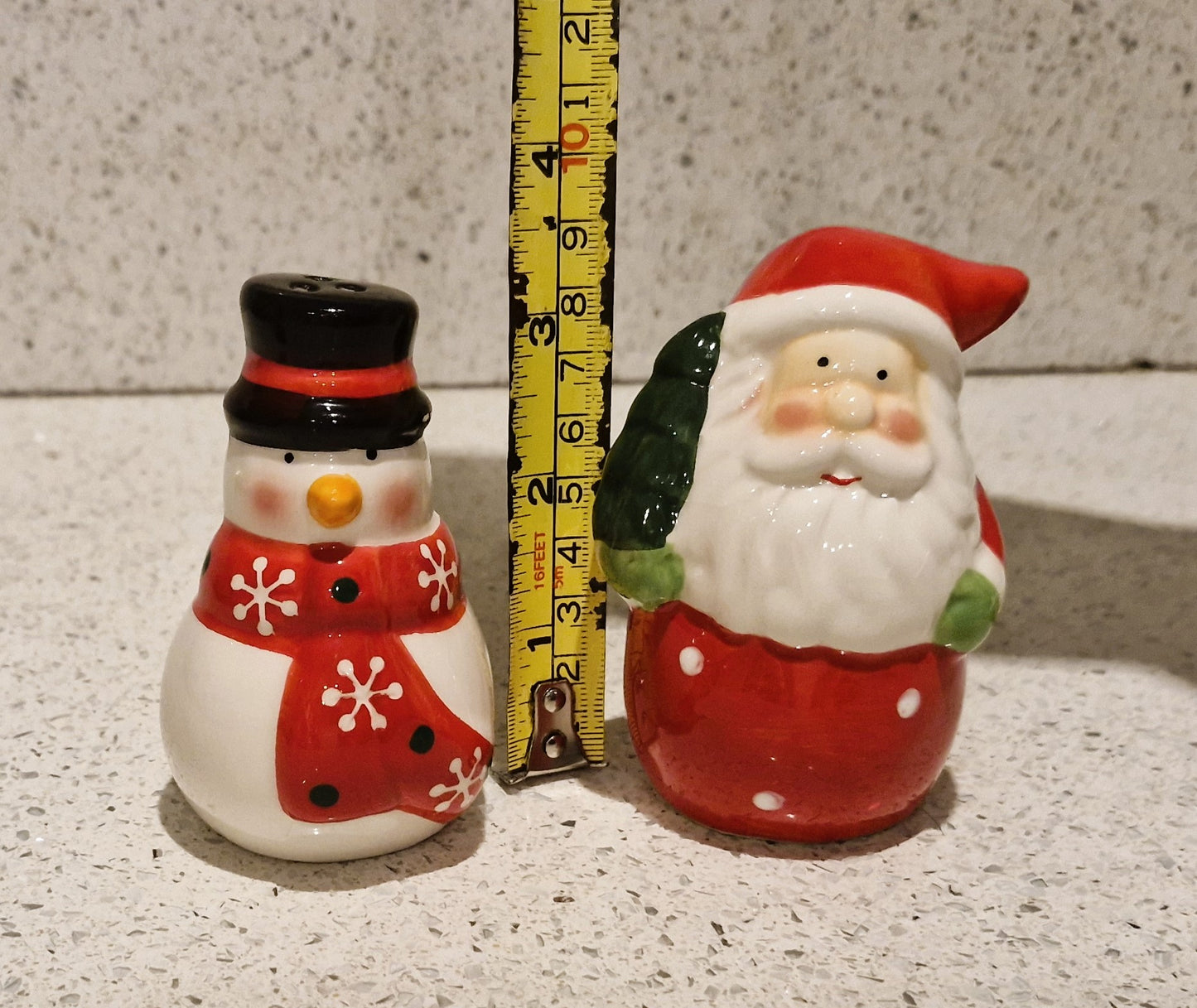 Vintage, Christmas Salt and Pepper Shaker Set, Santa and Snowman, Vintage Santa, Ceramic, Christmas Cruet Set, Christmas Dinner