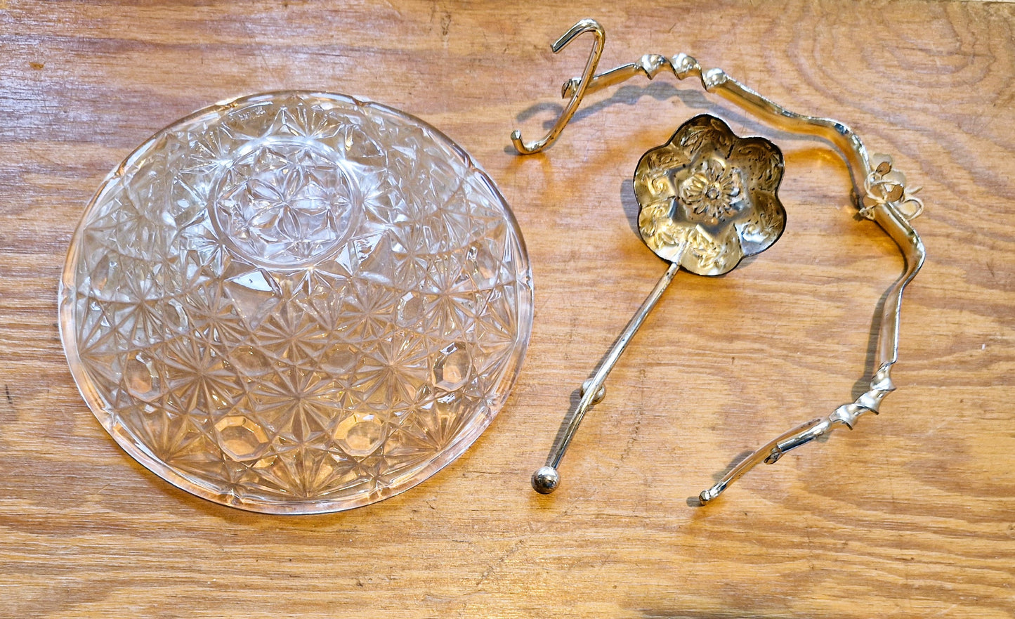 Vintage Glass Serving dish and Ladle, Glass and Silver Plate Jam serving dish, Ladle, Set, Cranberry Sauce Bowl, Cranberry Sauce Dish