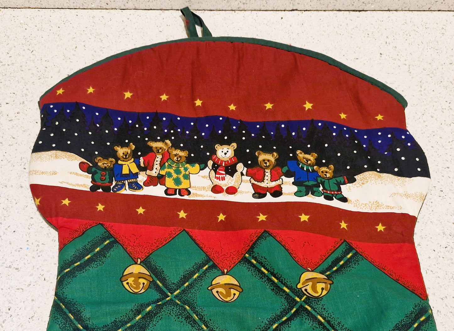 Large Christmas Stocking, Vintage Xmas Stocking, HUGE, Kitsch, Quirky, Teddy Bears, Teddy Bear, Bears, Quilted, 73cm Approx